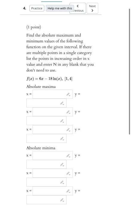 Solved Find the exact global maximum and minimum values of | Chegg.com