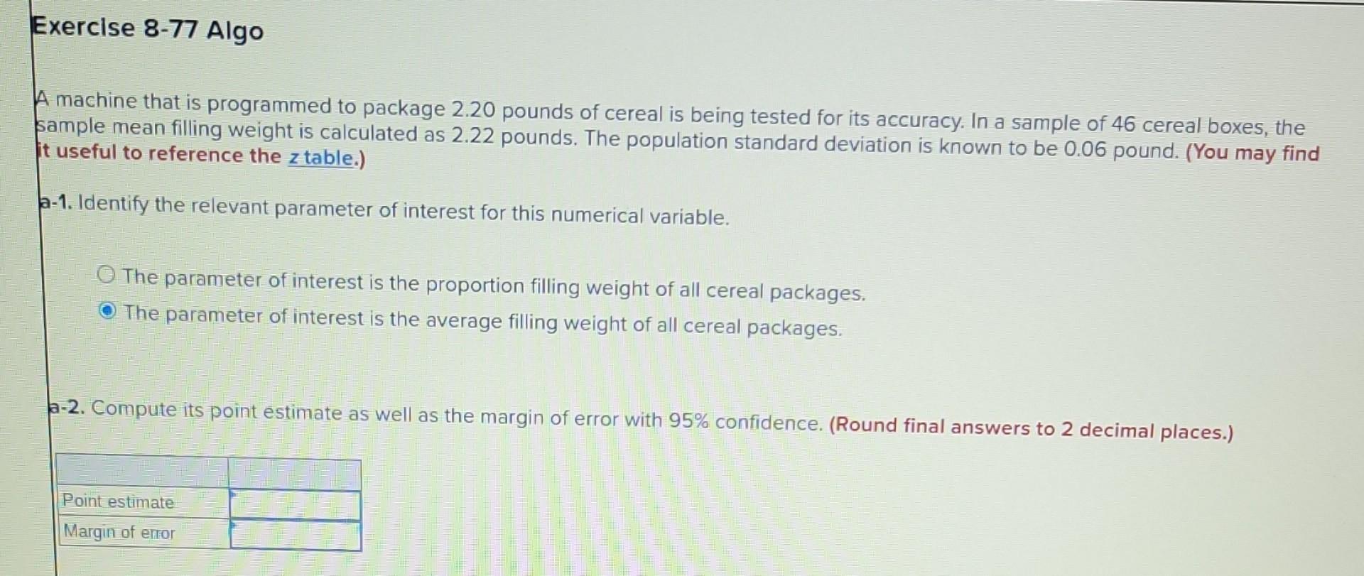 Solved A machine that is programmed to package 2.20 pounds | Chegg.com
