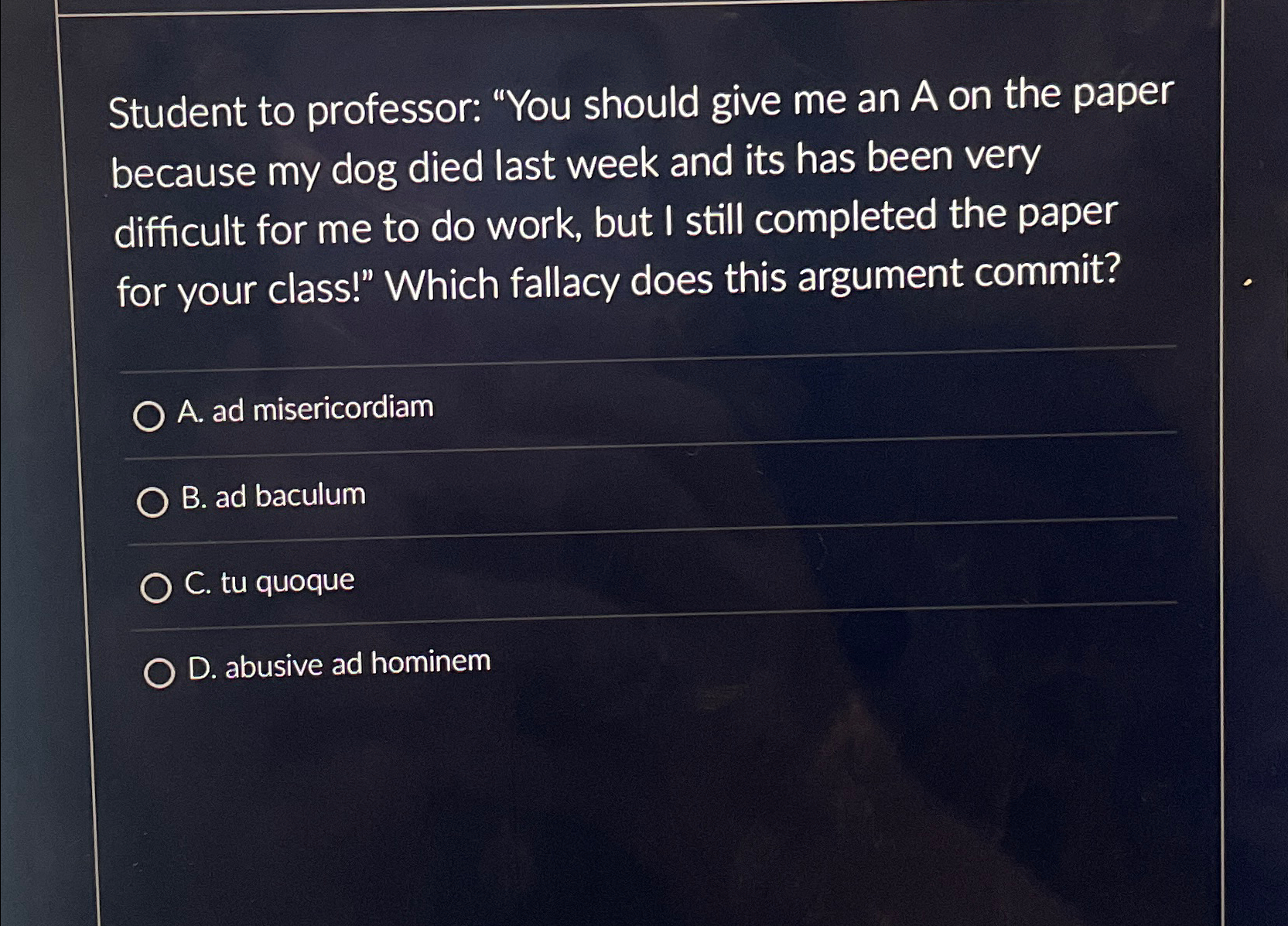 Solved Student To Professor: "You Should Give Me An A On The | Chegg.com