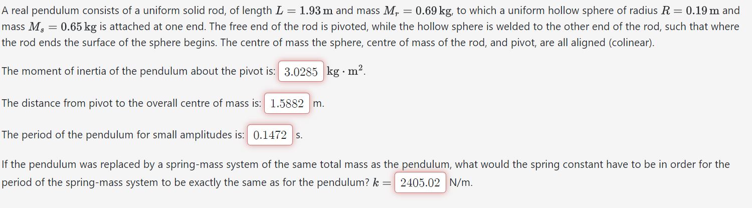 Solved A real pendulum consists of a uniform solid rod, of | Chegg.com