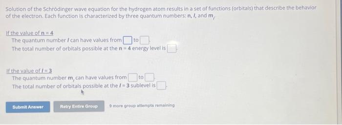 Solved Solution of the Schrodinger wave equation for the | Chegg.com