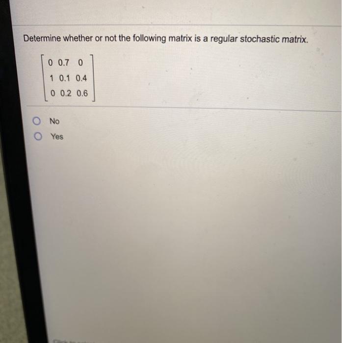 Solved 1 5 6 12 0 Determine whether or not the matrix is | Chegg.com
