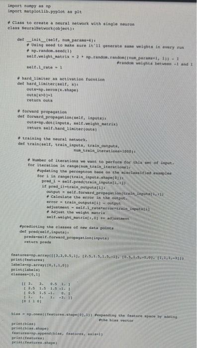 We developed a Python code to train a perceptron for | Chegg.com