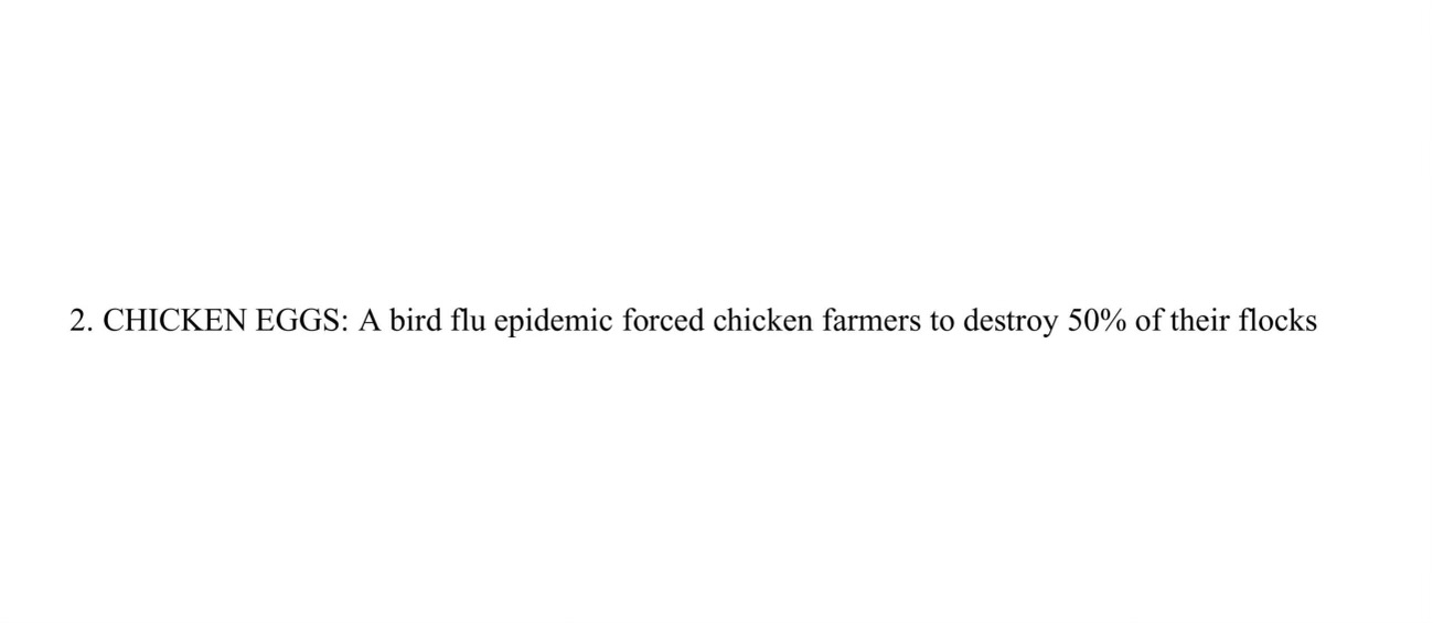 Solved CHICKEN EGGS: A Bird Flu Epidemic Forced Chicken | Chegg.com