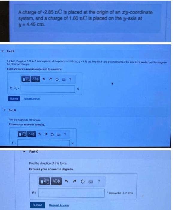 solved-a-charge-of-2-85-nc-is-placed-at-the-origin-of-an-chegg