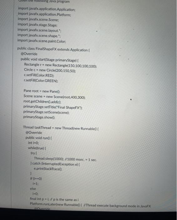 Given the following Java program import | Chegg.com