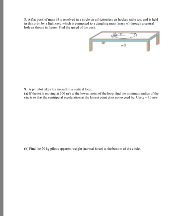 Solved 8 A Flat Puck Of Mass Mis Revolved In A Circle On