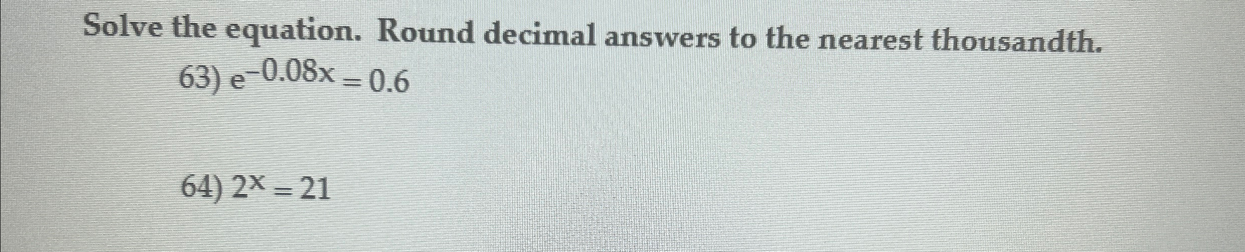 Solved Solve the equation. Round decimal answers to the | Chegg.com