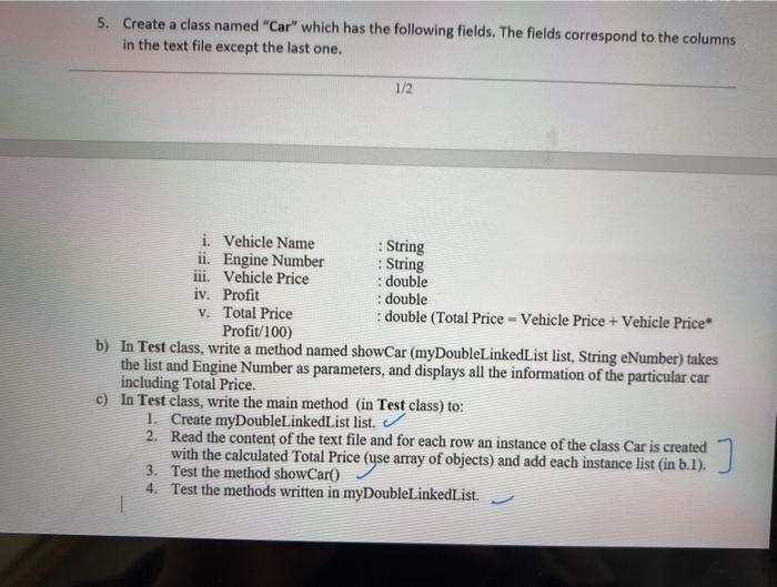 Solved 5. Create a class named "Car" which has the following | Chegg.com