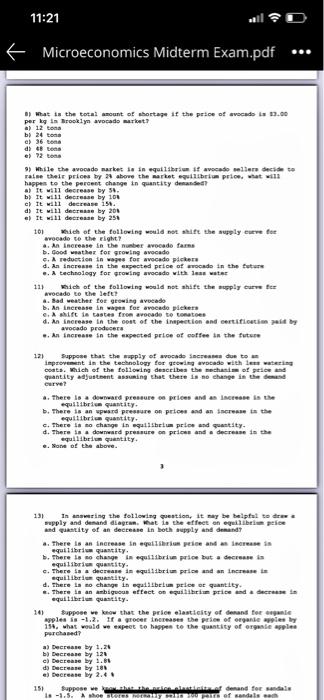 11:21 Microeconomics Midterm Exam.pdf Multiple-Choice | Chegg.com