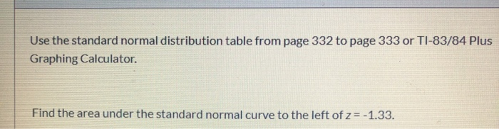 Solved Use the standard normal distribution table from page | Chegg.com