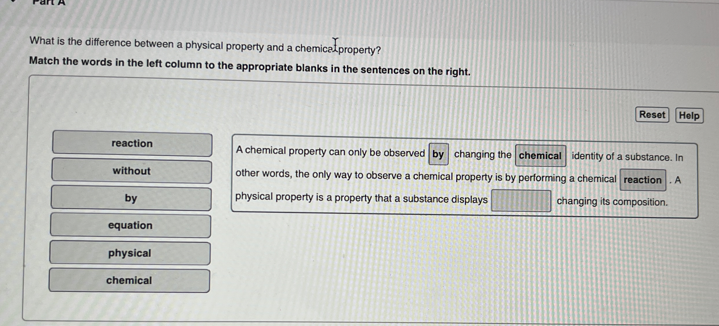 Solved What is the difference between a physical property | Chegg.com