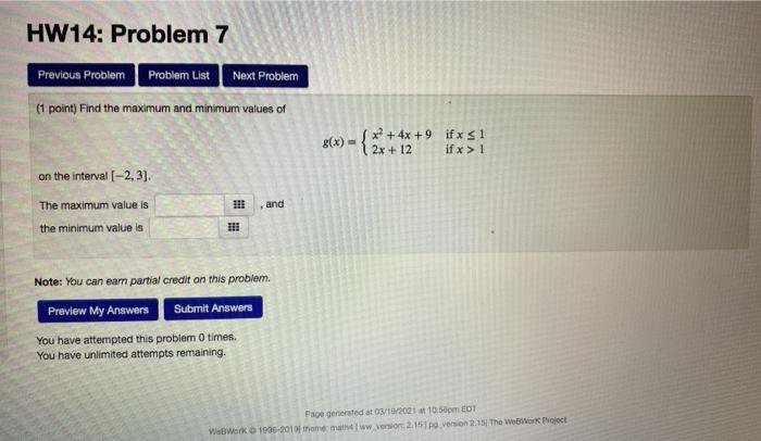 Solved HW14: Problem 7 Previous Problem Problem List Next | Chegg.com