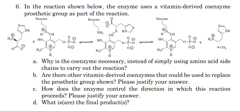 Solved In the reaction shown below, the enzyme uses a | Chegg.com