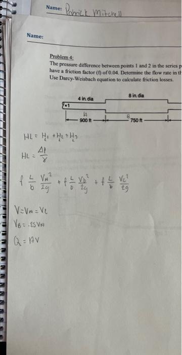 Solved The pressure difference between points 1 and 2 in the | Chegg.com