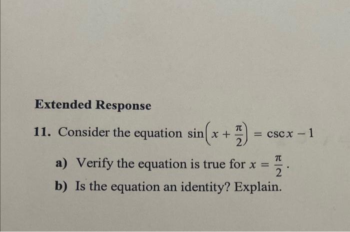 Solved Extended Response 11. Consider the equation | Chegg.com