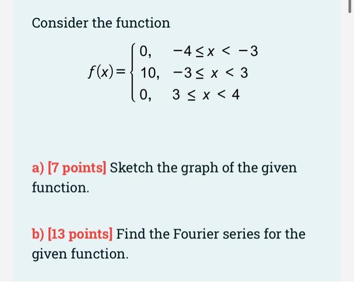 Solved Consider the function | Chegg.com