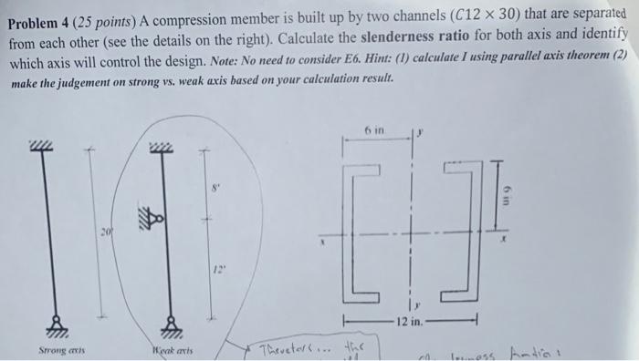 Solved Problem 4 ( 25 points) A compression member is built | Chegg.com