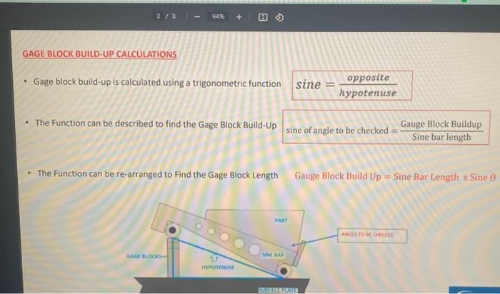 Solved Exercise: Calculate the Gage Block Build-Up for a | Chegg.com