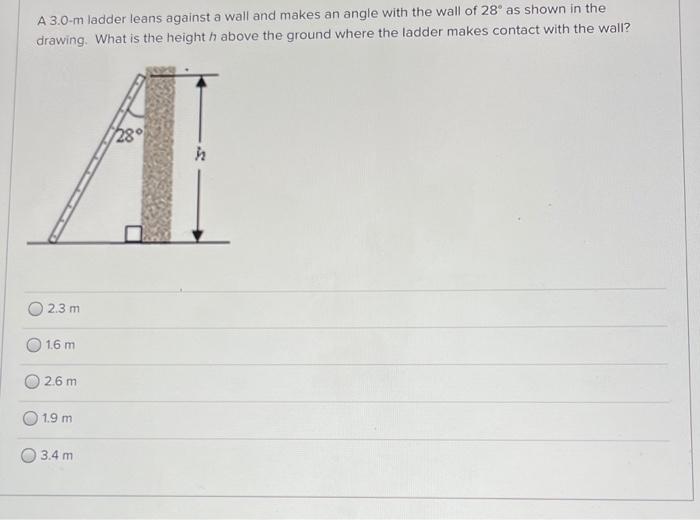 Solved A 3.0-m ladder leans against a wall and makes an | Chegg.com