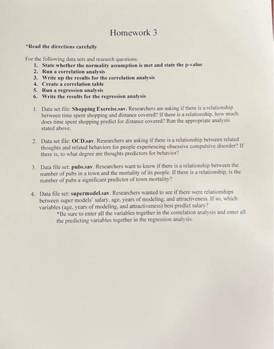 Solved Homework 3 *Read the directions carefully For the | Chegg.com