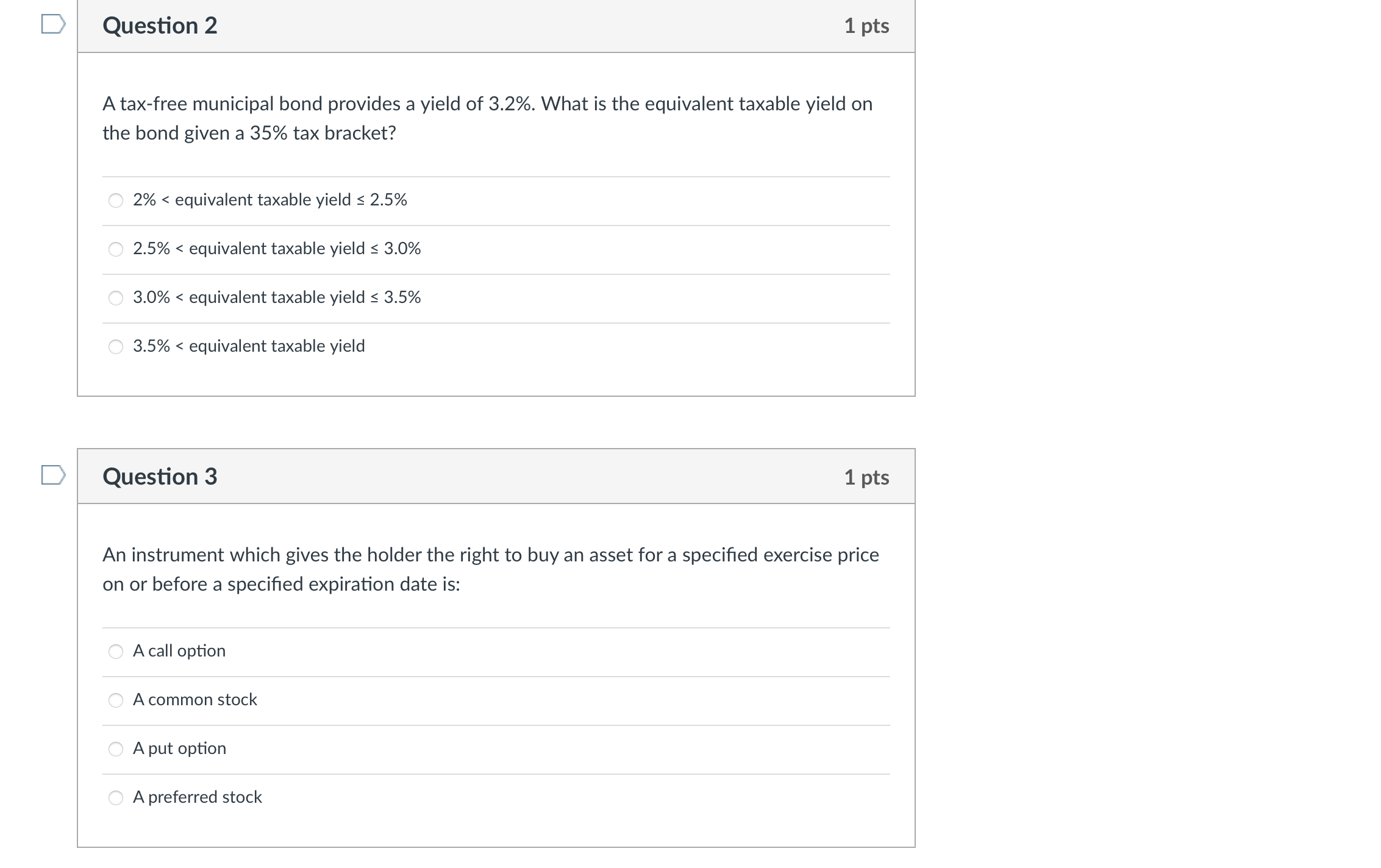Solved Question 2A taxfree municipal bond provides a yield