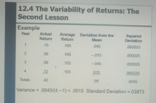 12.4 ﻿The Variability of Returns: The Second | Chegg.com