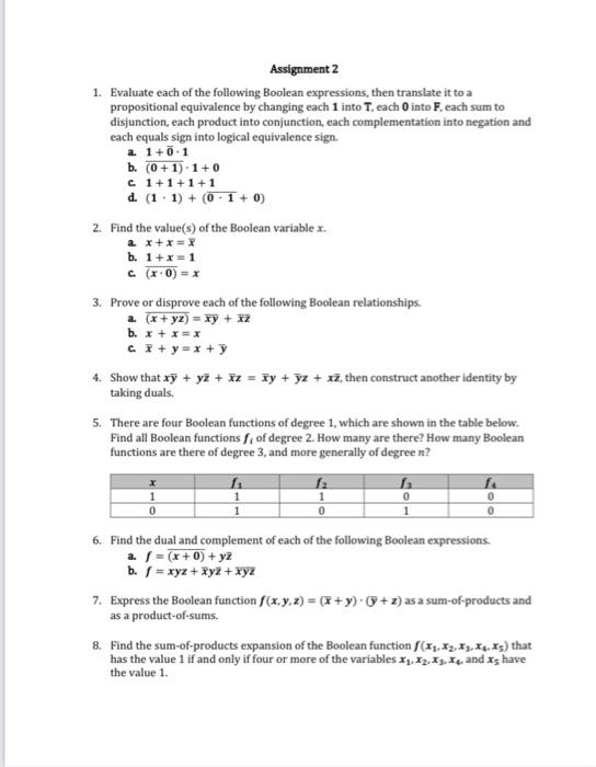 [solved] 1 Evaluate Each Of The Following Boolean Express