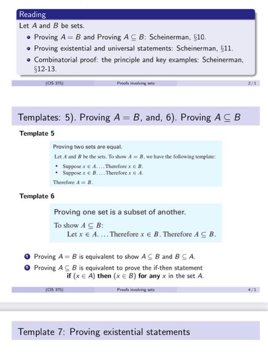 Solved Proving Two Sets Are Equal 1. (32 Point, 16 Point | Chegg.com