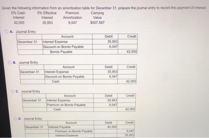 Solved Given the following information from an amortization | Chegg.com