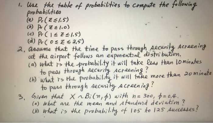 Proability Table. Question Solved 1. Use the table of probabilities to compute the | Chegg.com