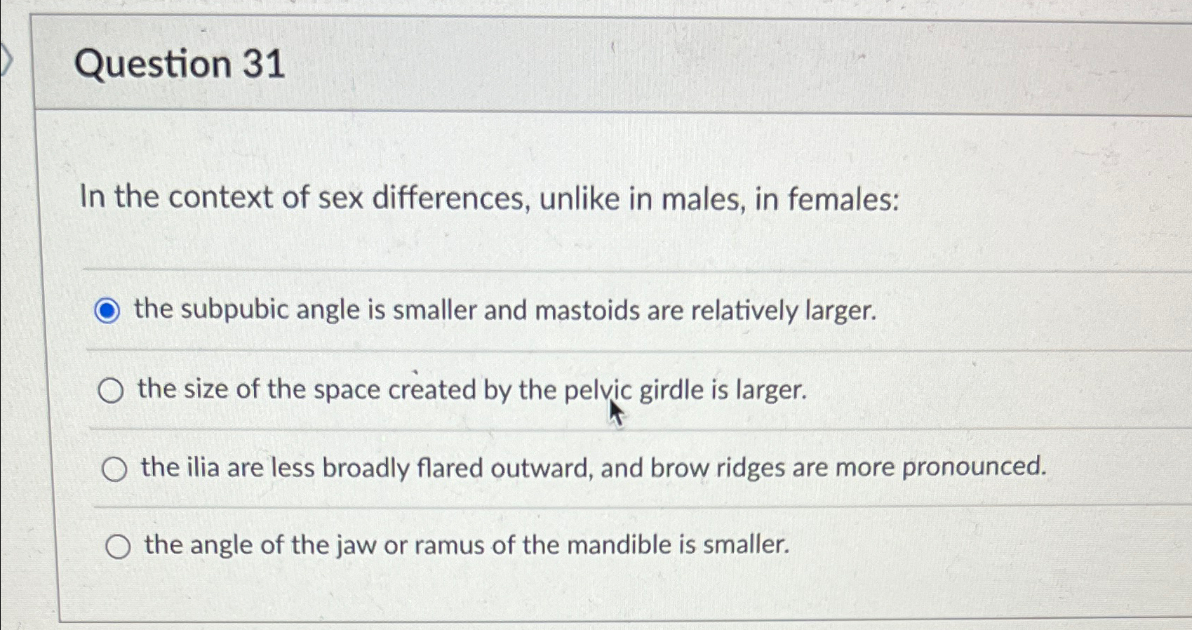 Solved Question 31In the context of sex differences, unlike | Chegg.com