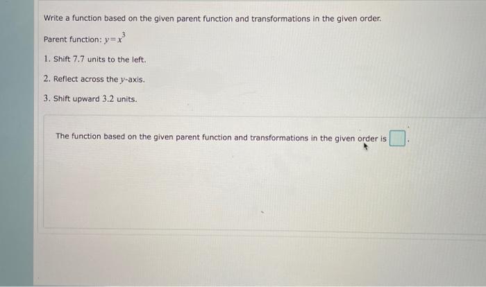 Solved Write a function based on the given parent function | Chegg.com