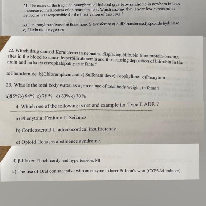 Solved 21. The cause of the tragic chloramphenicolinduced