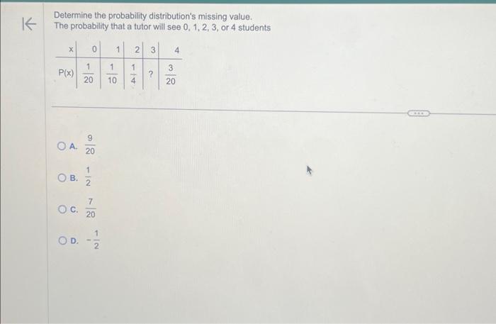Solved K Determine the probability distribution's missing | Chegg.com