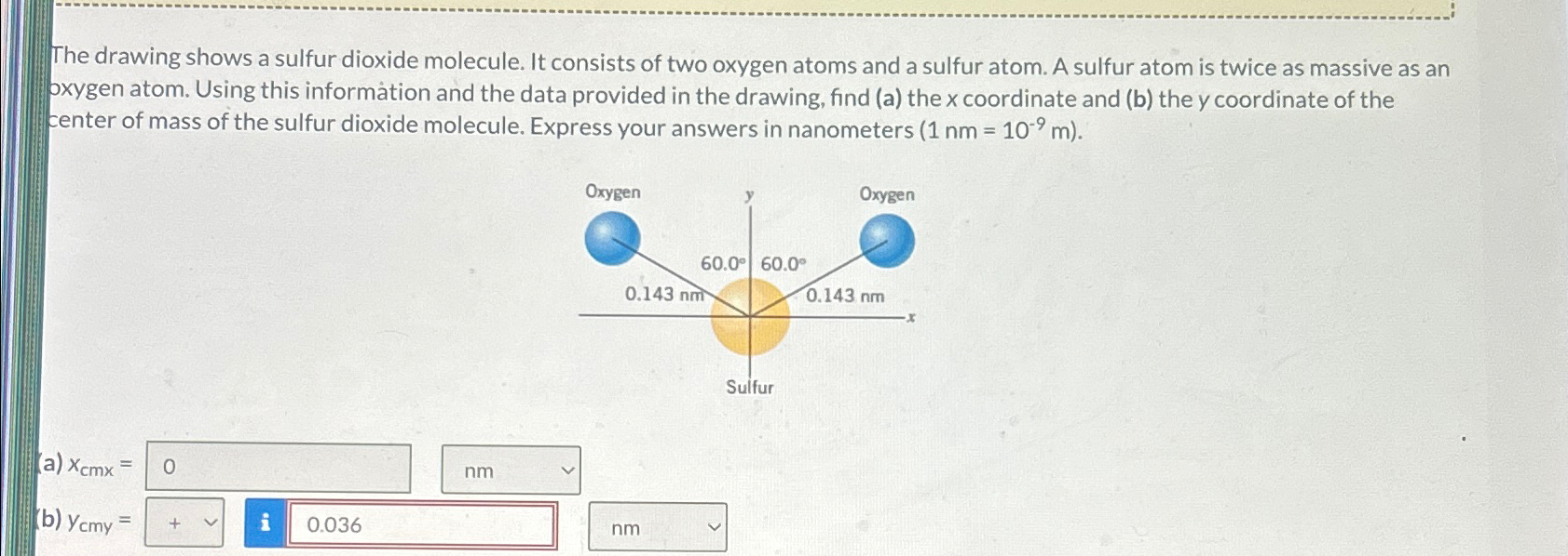 Solved The Drawing Shows A Sulfur Dioxide Molecule It 6007