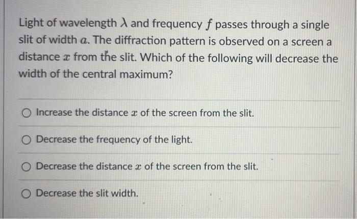 Solved Light of wavelength λ and frequency f passes through | Chegg.com