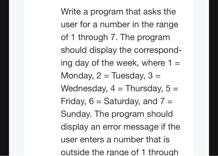 Solved = Write a program that asks the user for a number in | Chegg.com