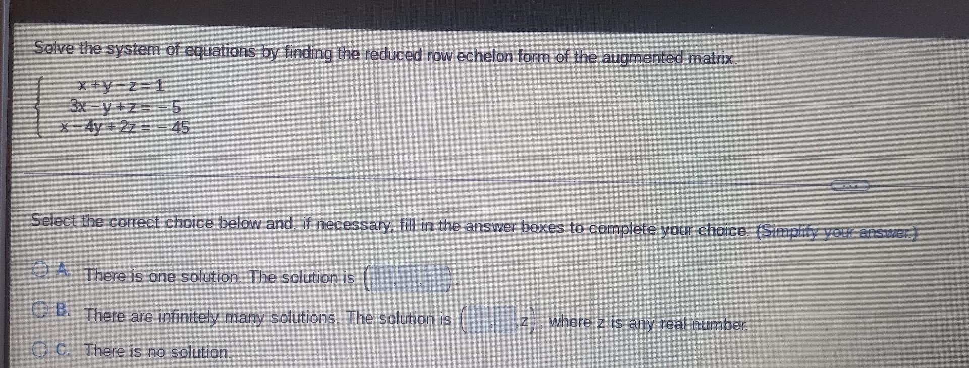 Solved Solve the system of equations by finding the reduced | Chegg.com
