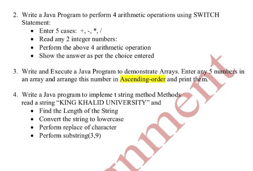 Solved 2. Write a Java Program to perform 4 arithmetic | Chegg.com