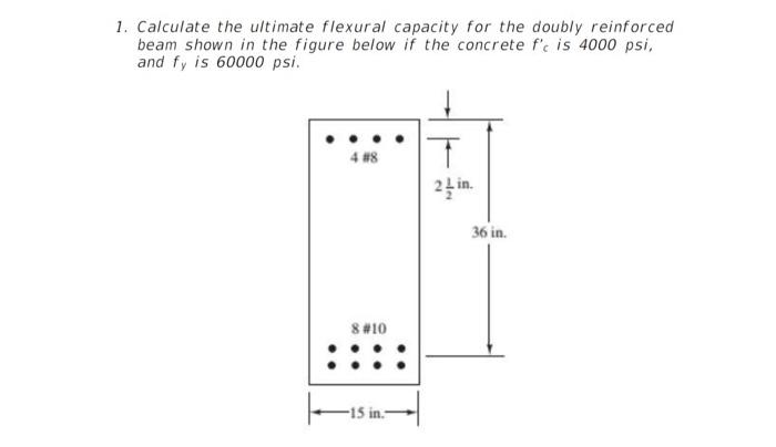 Solved 1. Calculate the ultimate flexural capacity for the | Chegg.com