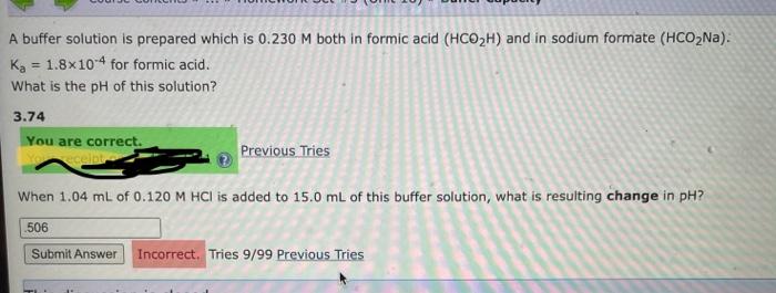 Solved A buffer solution is prepared which is 0.230 M both | Chegg.com