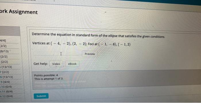 Solved Assignment Determine the equation in standard form of | Chegg.com