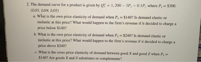 Solved 2. The demand curve for a product is given by : = 1, | Chegg.com