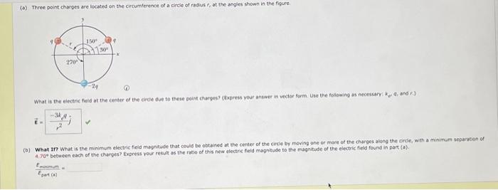 Solved Three point charges are located on the circumference | Chegg.com