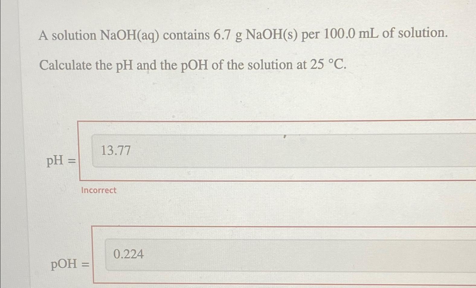 Solved A solution NaOH(aq) ﻿contains 6.7gNaOH(s) ﻿per | Chegg.com