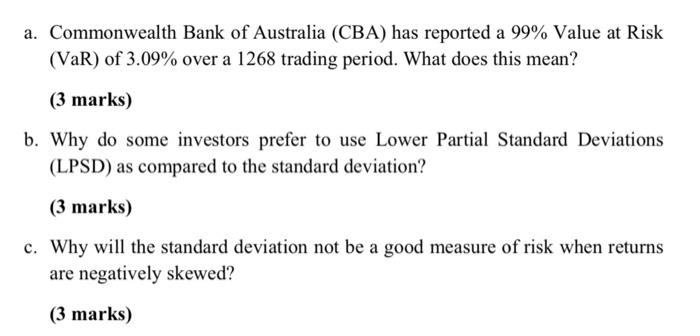 Solved A Commonwealth Bank Of Australia Cba Has Report Chegg Com