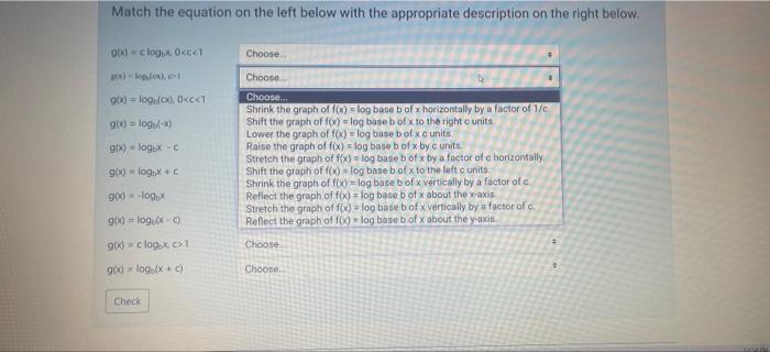 Solved Match the equation on the left below with the | Chegg.com