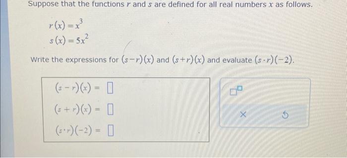 Solved Suppose that the functions r and s are defined for | Chegg.com