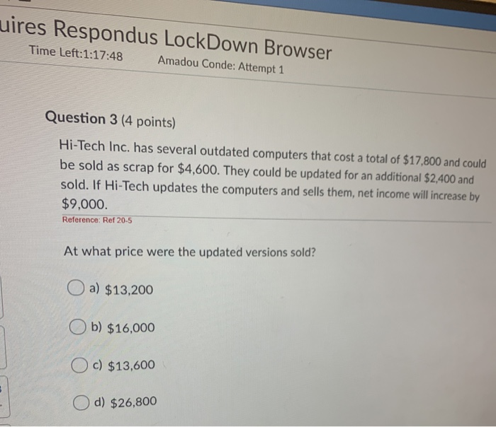 Solved uires Respondus LockDown Browser Time Left11748
